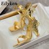 Fashion Eilyken Sexy Green Ankle Cross Strap Sandals Women Summer Fashion Open Toe Club Stripper Design Fretwork Heels Ladies Shoes