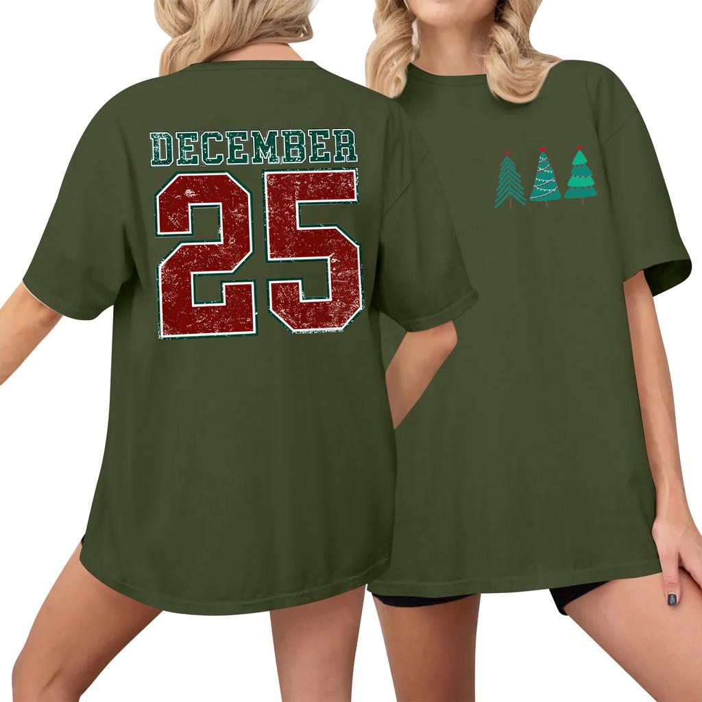 Women's Casual Printed T-Shirt Round Neck Pullover Short Sleeve Top