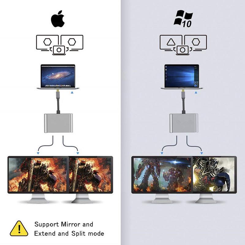 4-в-1 USB-C док-станция: Двойной HDMI 4K для Switch, Телефона, ROG, Планшета