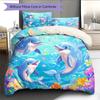 Мультяшная цветная дельфиновая постельное белье Домашний декор Подарок на день рождения (1 пододеяльник + 2 наволочки, без наполнителя)