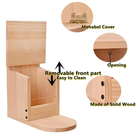 Съемная крышка Установка белки Большой деревянный контейнер для еды Легкая кормушка для птиц