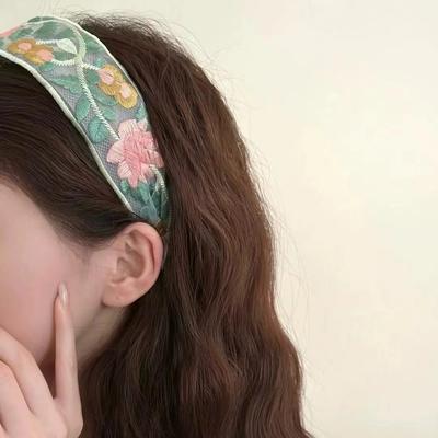1 шт. Идиллический, Широкий край, Узел, Сетка, Повязка для волос, Милый, Свежий, Уличный, Прижимающий волосы, Вышивка, Ободок, Головной убор