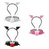 Flower Bat Wings Hairband Mesh Halloween Hair Hoop Cute Headband Necklace Set  Girls
