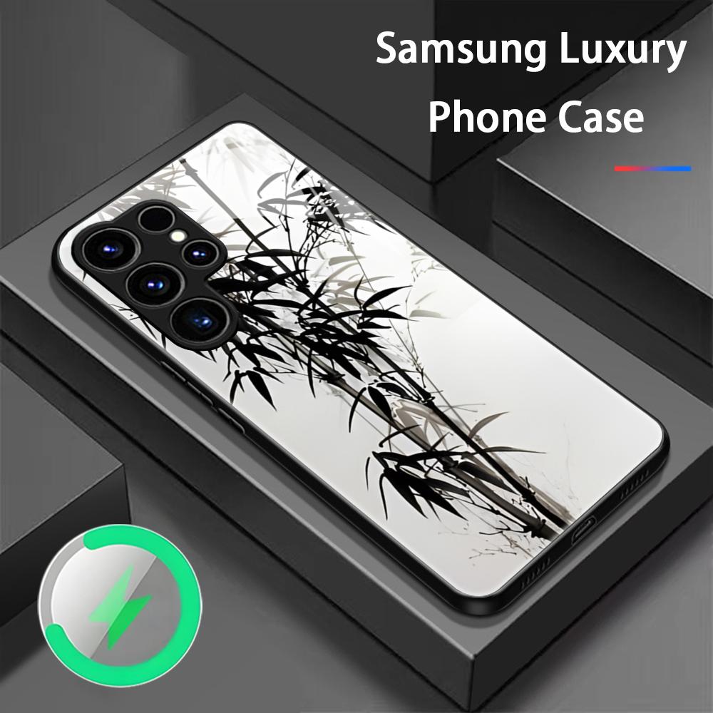 Design Ink Bamboo Painting Hot Phone Case For Samsung S26 S25 S24 S23 S22 S21 S20 Plus Ultra Glass Magnetic Case