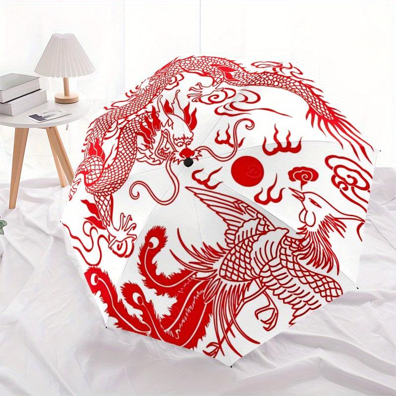 1pc Dragon Phoenix Automatic Open/close Folding Umbrella, Compact Portable Travel Umbrella, Durable Construction yy250809117