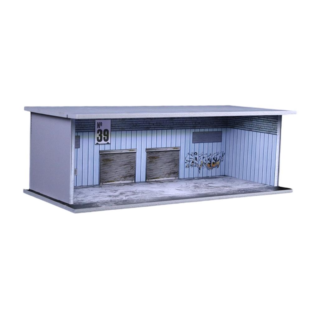 1/64 Scale Model Car Display Case for Garage, Sliding Acrylic Door, , Diorama Scene, Suitable