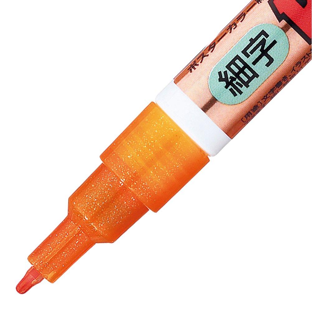 Mitsubishi Pencil Uni Posca Sign Pen with Fine Round 7 PC3ML7C Water-Based Glitter, Point, Tip, Colors,