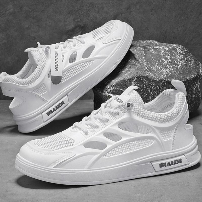Модные Новые Мужские Удобные Спортивные Туфли Повседневные Туфли Дышащие Удобные Летние Новые С Перфорацией Универсальные Белые Сетка