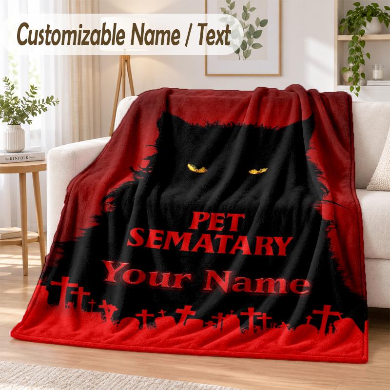 Pet Sematary Custom Name Flannel Throw Blanket Soft Warm for Sofa Bed Indoor Home Use