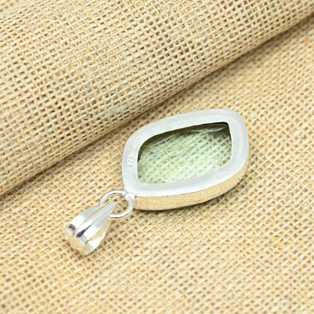 Green Amethyst Solid 925 Sterling Silver Handmade Lovely Pendant For Women