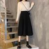 2024 Юбка миди А-силуэта с высокой талией черного цвета: Элегантный, Стройнящий, Драпирующийся, Летний стиль