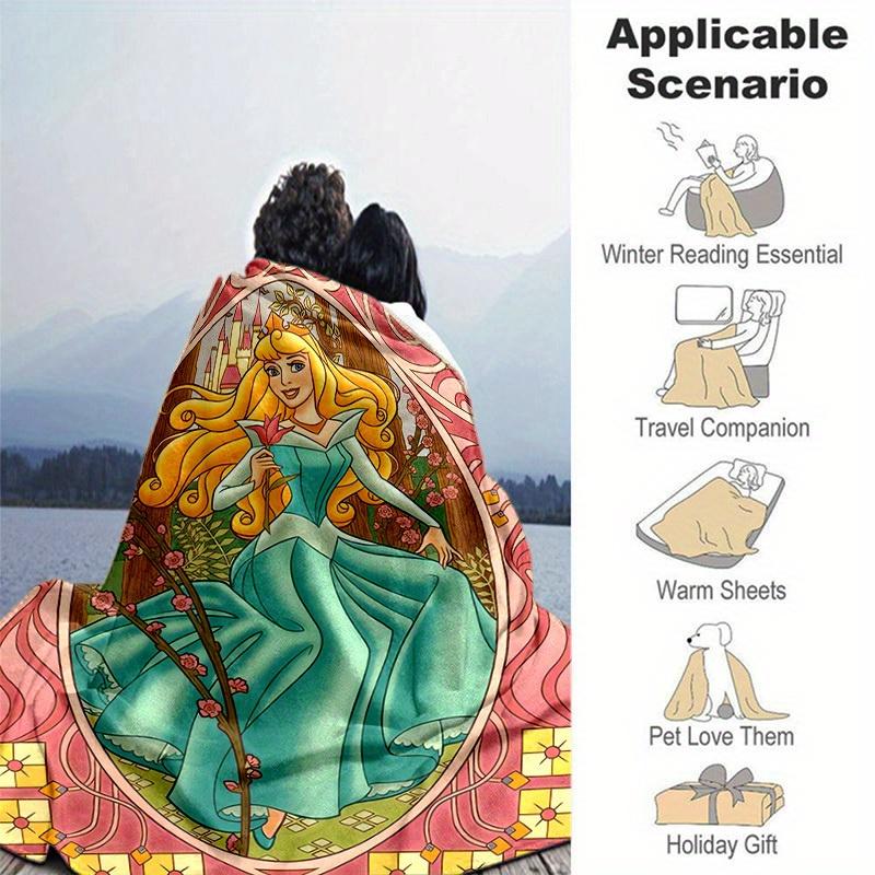 1pc Disney Princess Aurora Design Throw Blanket Home Decor, Couch Cover, Outdoor, Gift for Friends, Flannel Blanket, Bedroom, Living Room, Travel