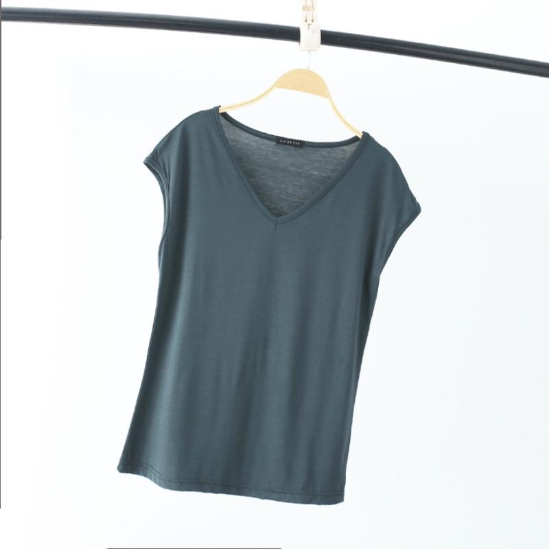 Sleeveless V-Neck Slim-Fit Modal T-Shirt for Women - Summer 2024 Korean Style