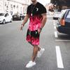 2024 Summer Popular Men's T-shirt+Shorts Set Men's Sports Set Printed Leisure Fashion Short Sleeve T-shirt Set Men's Jogging Set