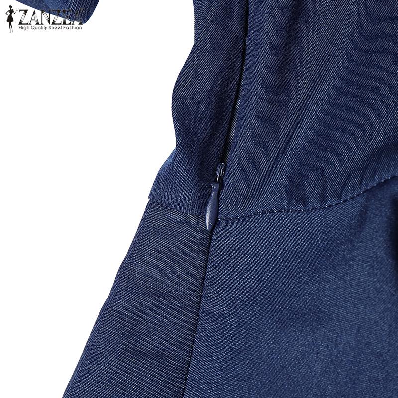 ZANZEA Женская повседневная блузка с круглым вырезом, рукавами-буфами, однотонная, свободного кроя