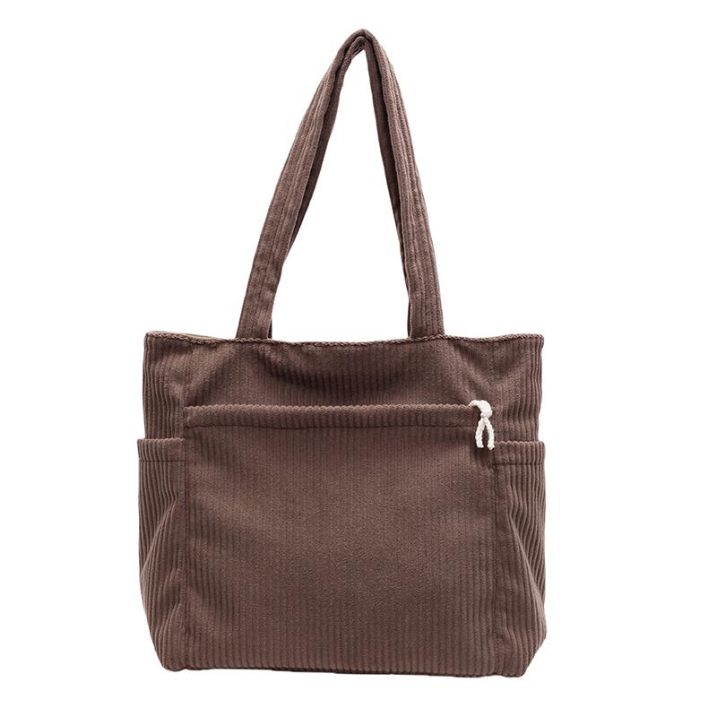 Большая вместительная сумка-тоут, однотонная женская вельветовая сумка через плечо, сумка через подмышку