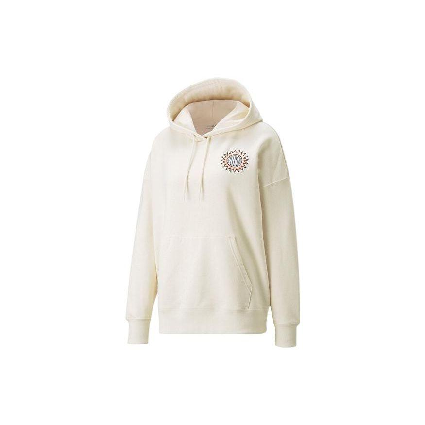 Puma Downtown Logo Print Vintage Casual Hoodie Женские толстовки Natural 535388-99