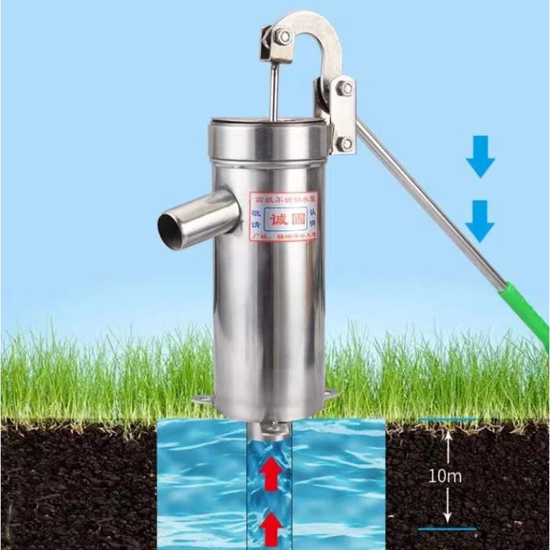 Всасывающий насос из нержавеющей стали, ручной водоструйный насос, бытовой насос для мелководных скважин, ручной насос для колодезной воды для сада, двора, фермы
