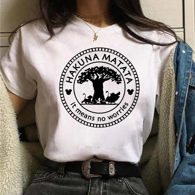 Cartoon Hakuna Matata Lion King Printed T Shirt Harajuku 90s Ullzang T-shirt Tshirt Graphic Tops Unisex
