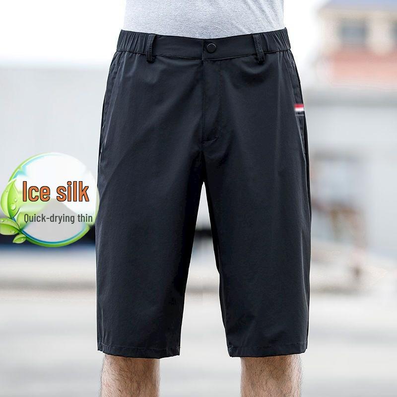 Men's Plus Size Quick-Dry Ice Silk Straight-Leg Pants for Summer Outdoor Work