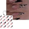 24Pcs Leopard Print Press On Nail Long False Nail French Tip Glossy Artificial Nail Full Cover Stick on Nail