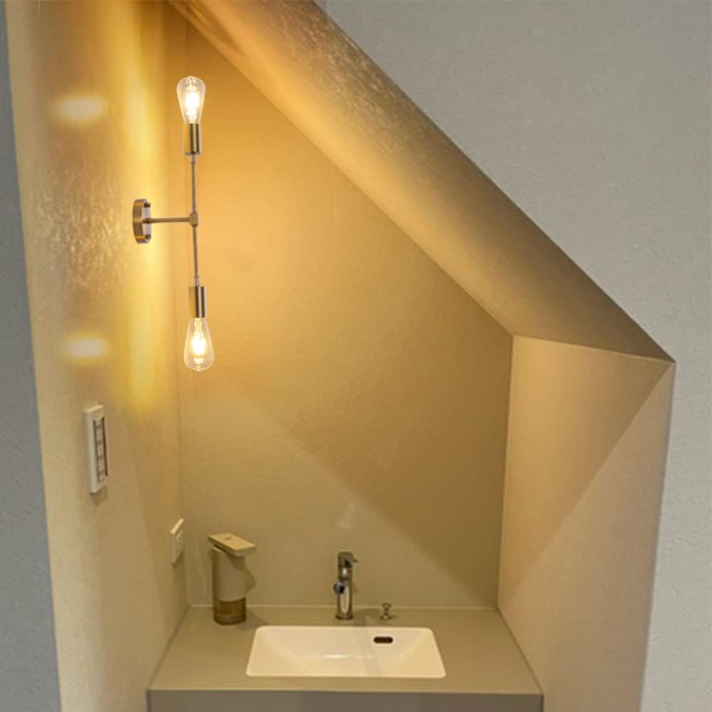 Chende Brass Wall Light, Retro Two-Light Wall Lamp, E26 Gold, for Bathrooms, Bathroom Mirrors, and Rooms, "Wall-2Light-Gold-JP"