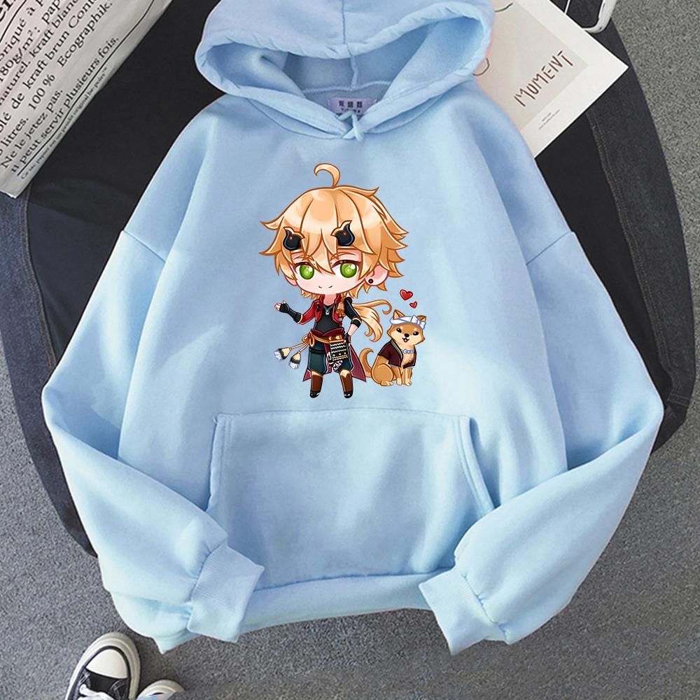 Hot Kawaii Oversized Genshin Impact Hoodie Game Printed Thoma Sweatshirts Horror Sudaderas Mujer Gothic Hip Hop Wo Unisex Streetwear