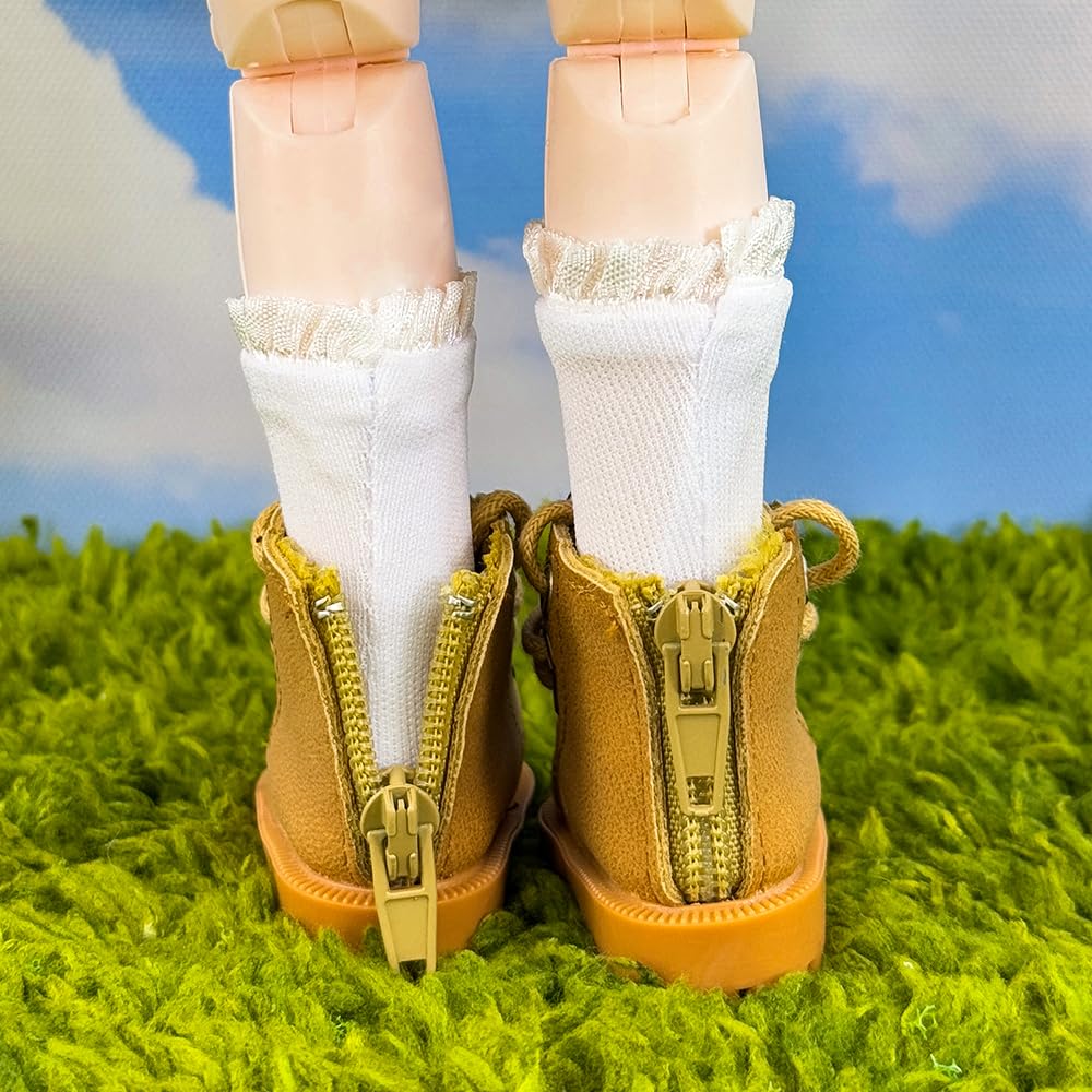 Niannyyhouse 15 см Плюшевая кукла, Высокие ботинки, для 16 BJD, Аксессуар для наряда куклы, Набор из 2 пар (Белый + Бежевый)
