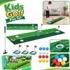 Игровой набор для гольфа для детей для игры в помещении и на улице с putting-ковриком, мячами, клюшками и флажками. Образовательная спортивная игра для детей. Семейные мероприятия.