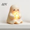 Cute Halloween Bedroom Lamp Light Up Ghost Decoration, Small Statue Night Light, LED for Kids Room Resin Table Decoration Indoor, Kitchen Tiered Tray