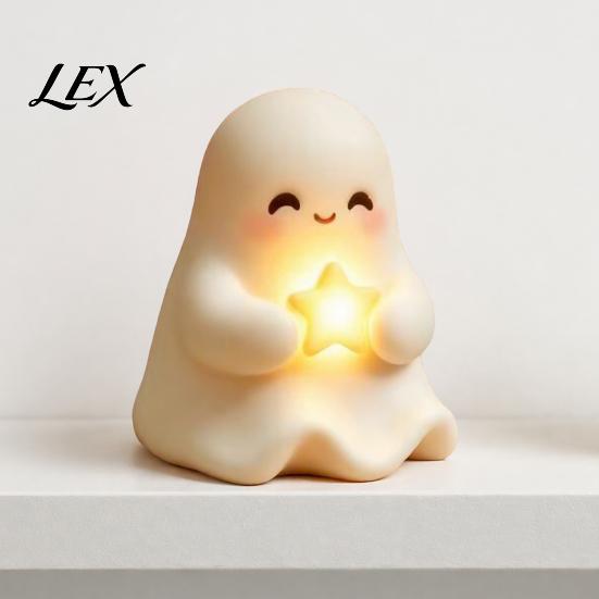 Cute Halloween Bedroom Lamp Light Up Ghost Decoration, Small Statue Night Light, LED for Kids Room Resin Table Decoration Indoor, Kitchen Tiered Tray