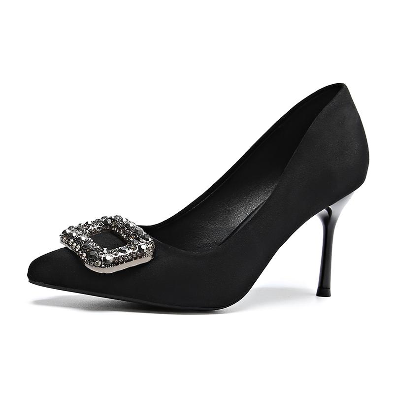 Fashion Women's High Heels Summer New Pointy Rhindiamonds Shallow Cut Wedding Shoes Fashion Temperament Stiletto Heels Party Shoes