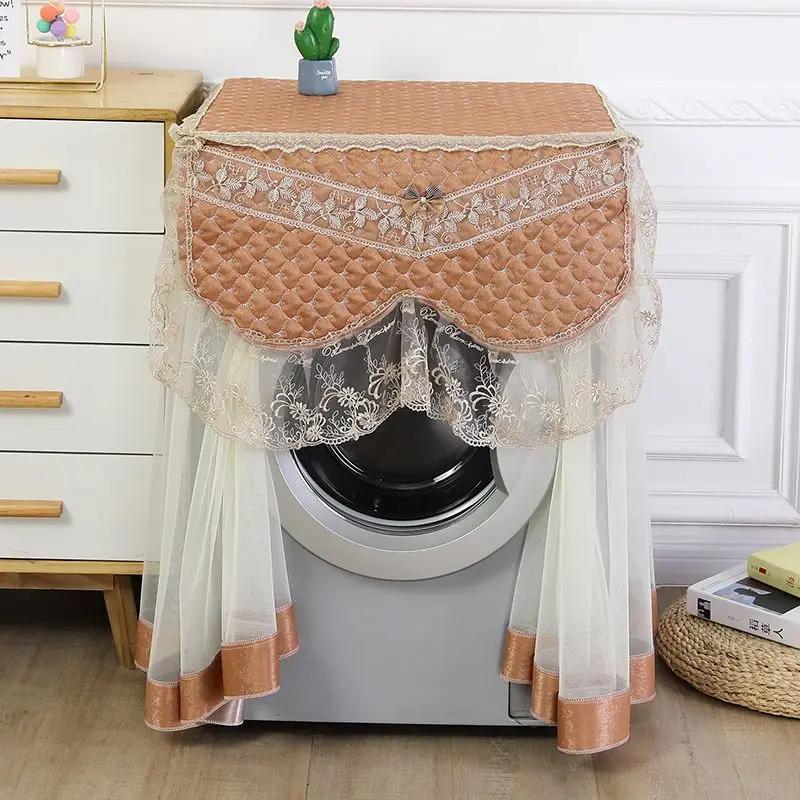 Пылезащитный чехол для стиральной машины с французским барабаном, хит продаж, тканевые чехлы для стиральных машин, синий кружевной пылезащитный чехол для стиральной машины