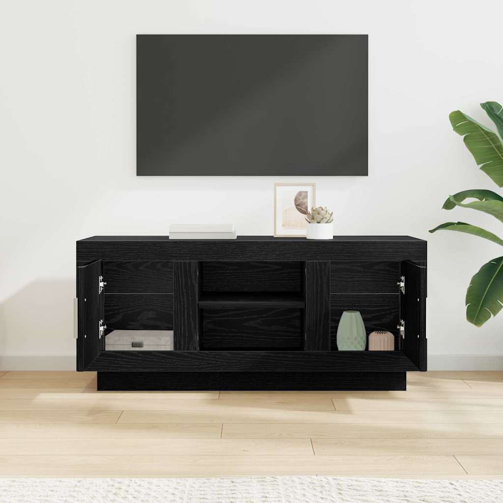TV Cabinet Black Oak Effect 102 x 35 x 45 cm Engineered Wood
