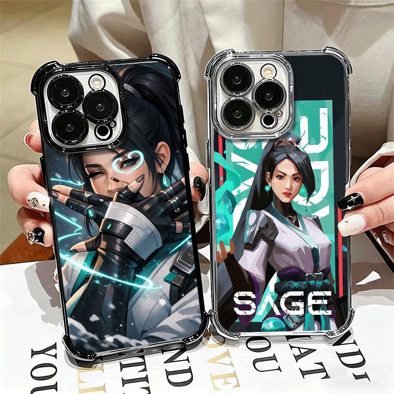 V-Valorant Sage Мягкий чехол для телефона iPhone 15 16 17 Air 14 Pro Max 16E Plus 13 12 Mini С покрытием Защита от падения Fundas