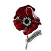 New Rhinestone Poppy Flower Brooches For Women \"Lest We Forget\" Letter Pin Red Enamel