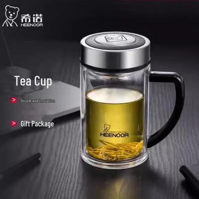 Кружка офисная Zhishi из двухслойного стекла с фильтром