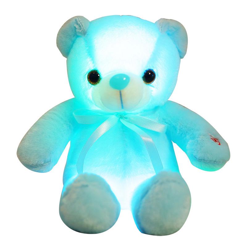 Colorful Luminous Rainbow Bear Doll Ribbon Luminous Bear Doll Children'S Led Light Collar