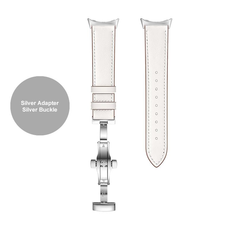 Кожаный ремешок с бабочкой для Google Pixel Watch Band Pixel Watch Ремешки для часов Браслет С адаптером (Серебристый/Черный/Розовое золото)