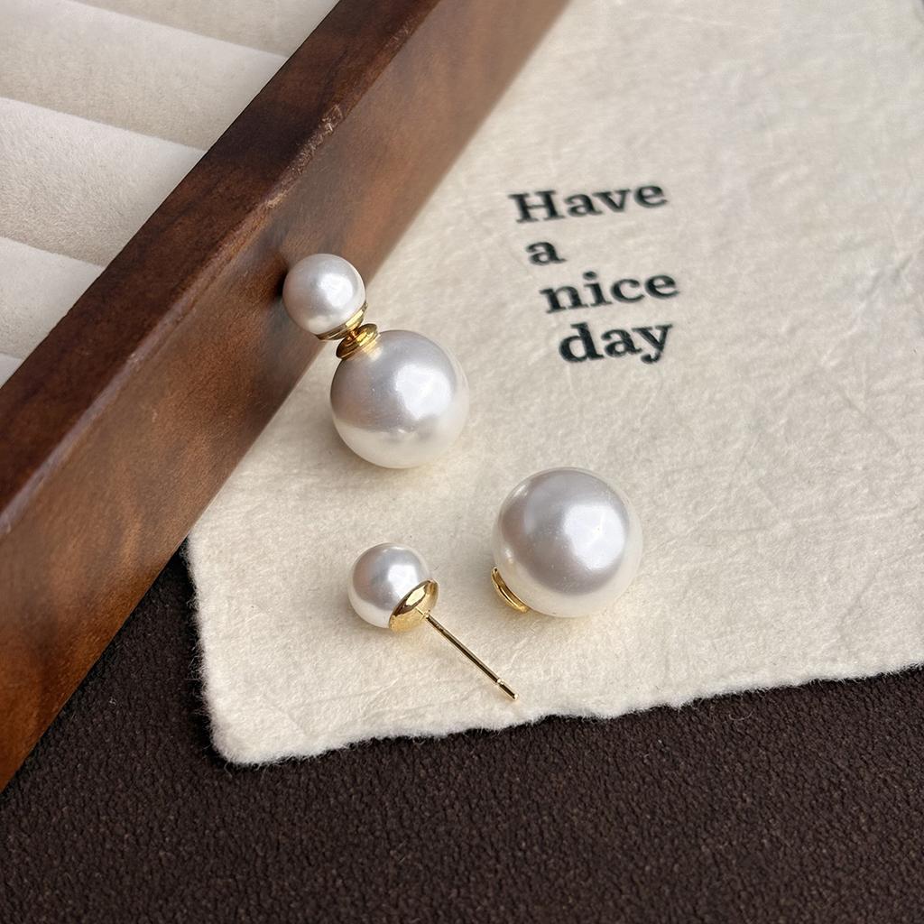 High sense two wearing pearl temperament earrings colorful niche versatile fashion stud earrings classic elegance colorful earrings women