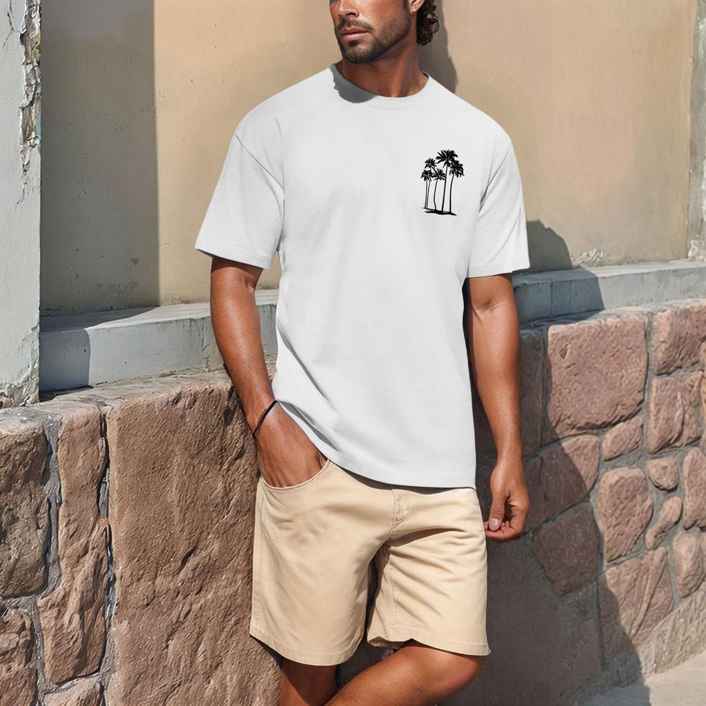 Summer Men's Popular T-shirt Printed Round Neck Short Sleeve T-shirt