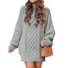 Cross-border Amazon Europe Round Neck Long Sleeve Knit Sweater Medium-length Women's Dress Thickened Needlework