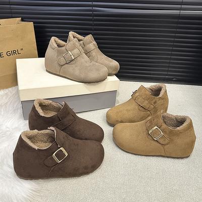 Версия из мягкой кожи~ Обувь Birkenstock с внутренней высотой, увеличивающей рост, женская, новая осенняя коллекция 2025 года, туфли бабушки на мягкой подошве, универсальные повседневные бархатные туфли