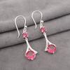 Pink Rubellite Gemstone 925 Stamped Silver Jewelry Zircon Wedding Earring 1.84" CZE-9-9