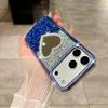 Блестящий эпоксидный чехол-зеркало в форме сердца со стразами для iPhone 15/16/17 Pro Max