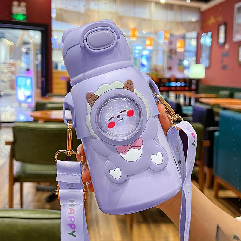 Anime Thermos Mug for Children Unisex Baby Drinking Cup with Straw Handy Adorable Food Grade Cup for Students Durable