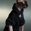 Pet Sweatshirt Hairless Cats Winter Warm Hoodie Black Blue Iron Cross Design Casual Unisex Size XS To XL