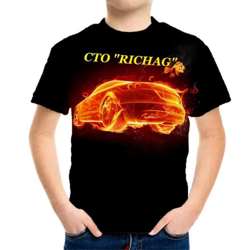 Футболки с принтом гоночных машин, подарочные футболки для мальчиков и девочек, детские футболки с коротким рукавом, детская одежда от 2 до 8 лет, мужские футболки