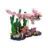 MOC Pixel World Axolotl Building Blocks Mexican Pink Leucistic Water Dragon Animal Model Kit with Feathery Gills Toy Gift