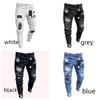 European & American Hot-Selling Men's Ripped Badge Skinny Jeans